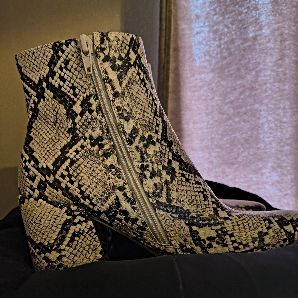 Sugar Snakeskin Pattern Ankle Boots